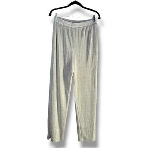 Gepetto Womens Sz Medium‎ Silver Metallic Palazzo Pants Party Retro Vintage Glam